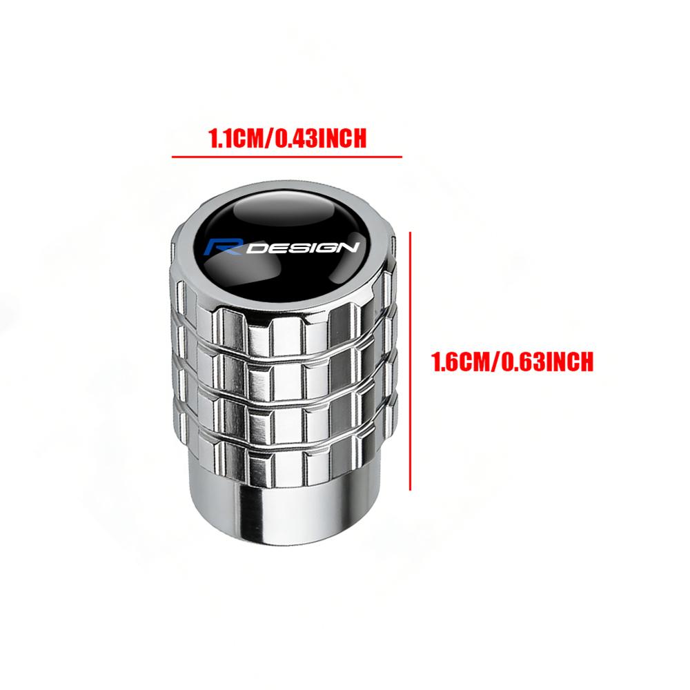 4Pcs Metal Car Wheel Tire Valve Caps Stem Case Cover For Volvo R DESIGN V60 XC60 XC90 S60 XC40 V40 S80 T6 V90 EX90 S90 V70