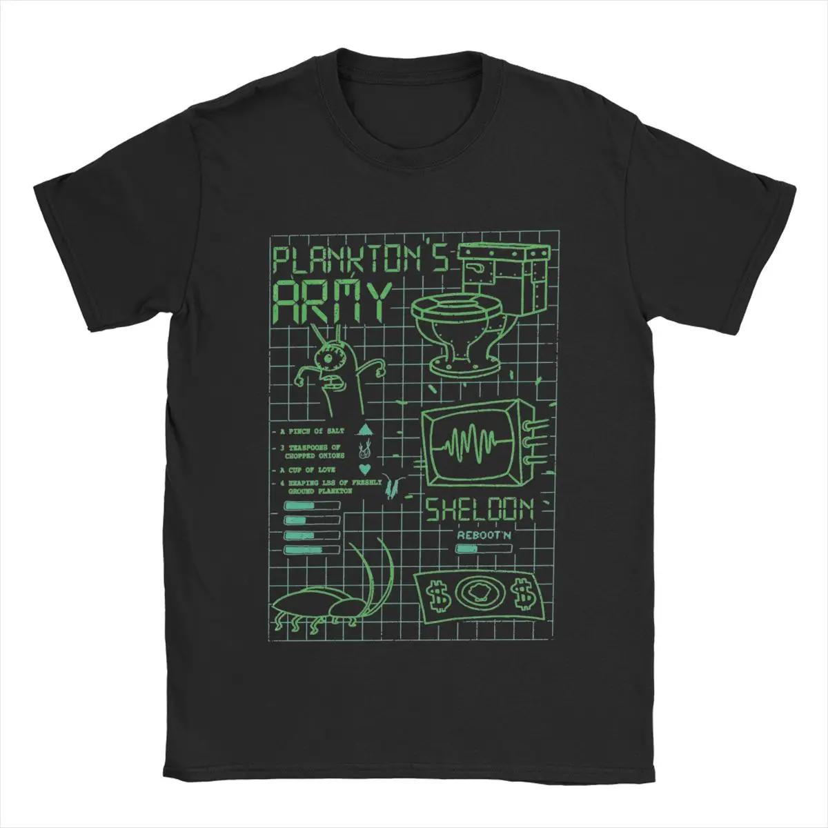 SpongeBobed Planktons Army Schematic Poster Mens T Shirt ... L