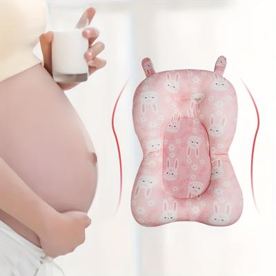 1 pièce Coussin de Bain Confortable pour Nouveau-né avec Support pour la Taille et le Cou Réglable Design Mignon Imprimé Ours et Lapin de Dessin Animé Cadeau Parfait