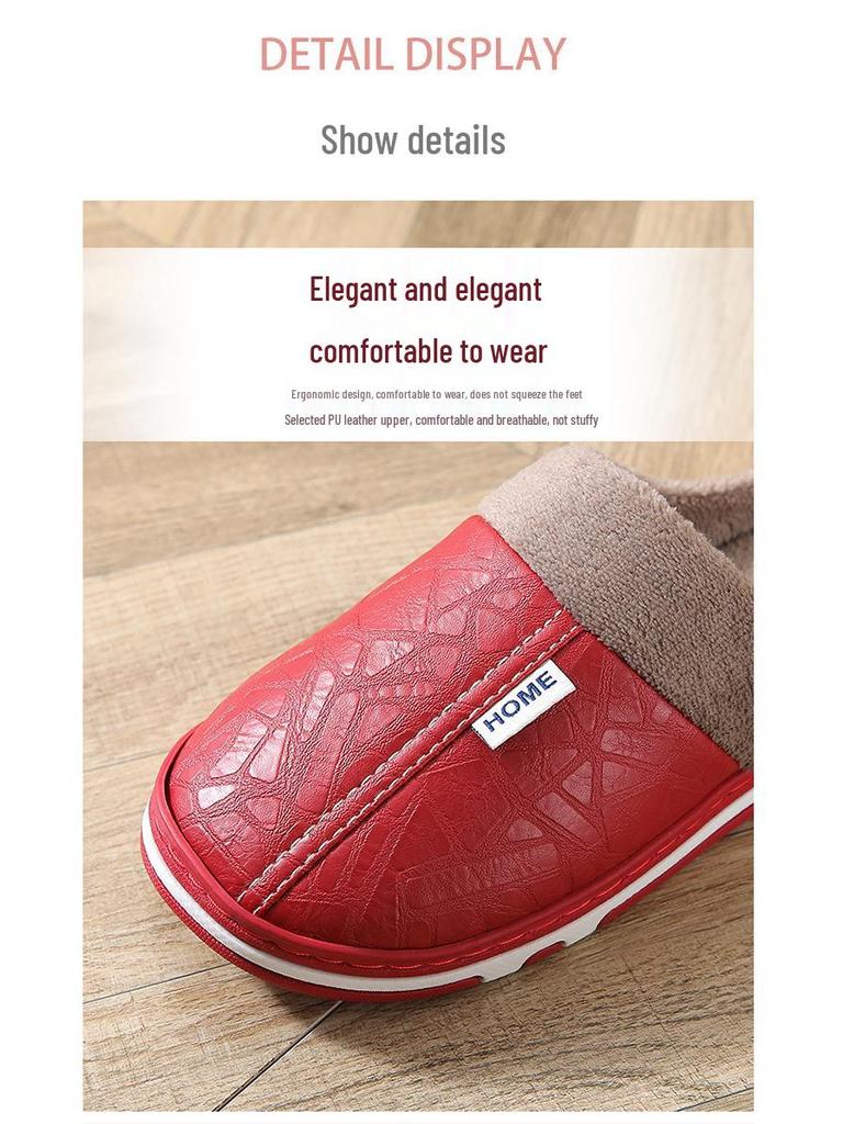 Unisex Cotton Slippers - Warm Plush Flat Heel, Indoor/Outdoor, Plus Size, Thick Sole for Autumn/Winter