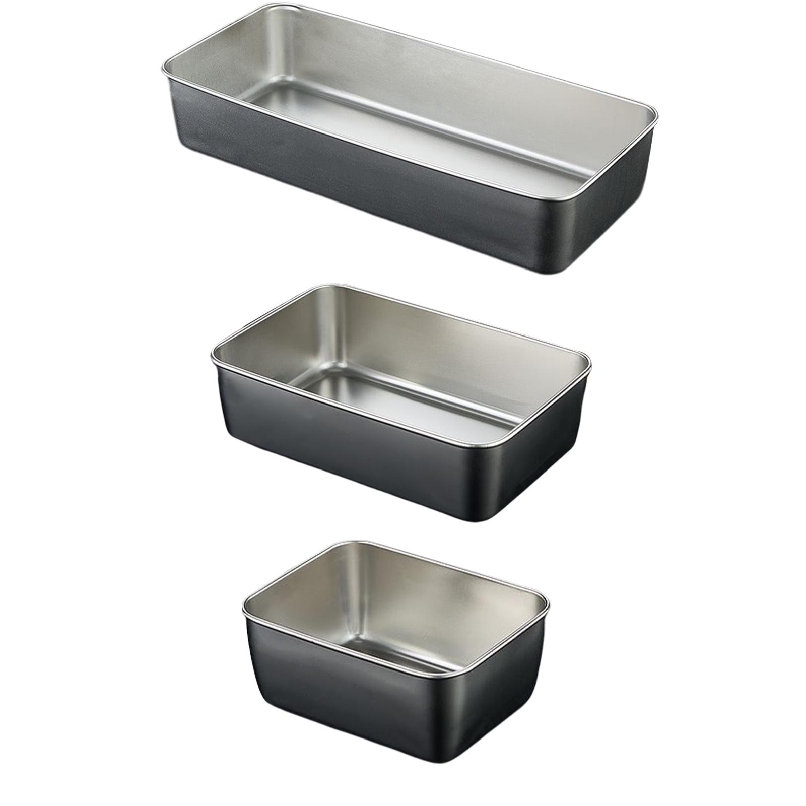 Storage Tray Stainless Steel Dishes Tableware Stackable Reusable Rectangular Small