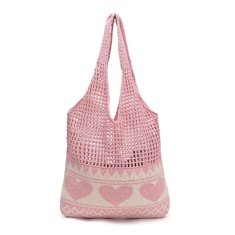 Lazy tote new leisure seaside beach shoulder bag bag straw woven handmade large-capacity holiday woven hollow