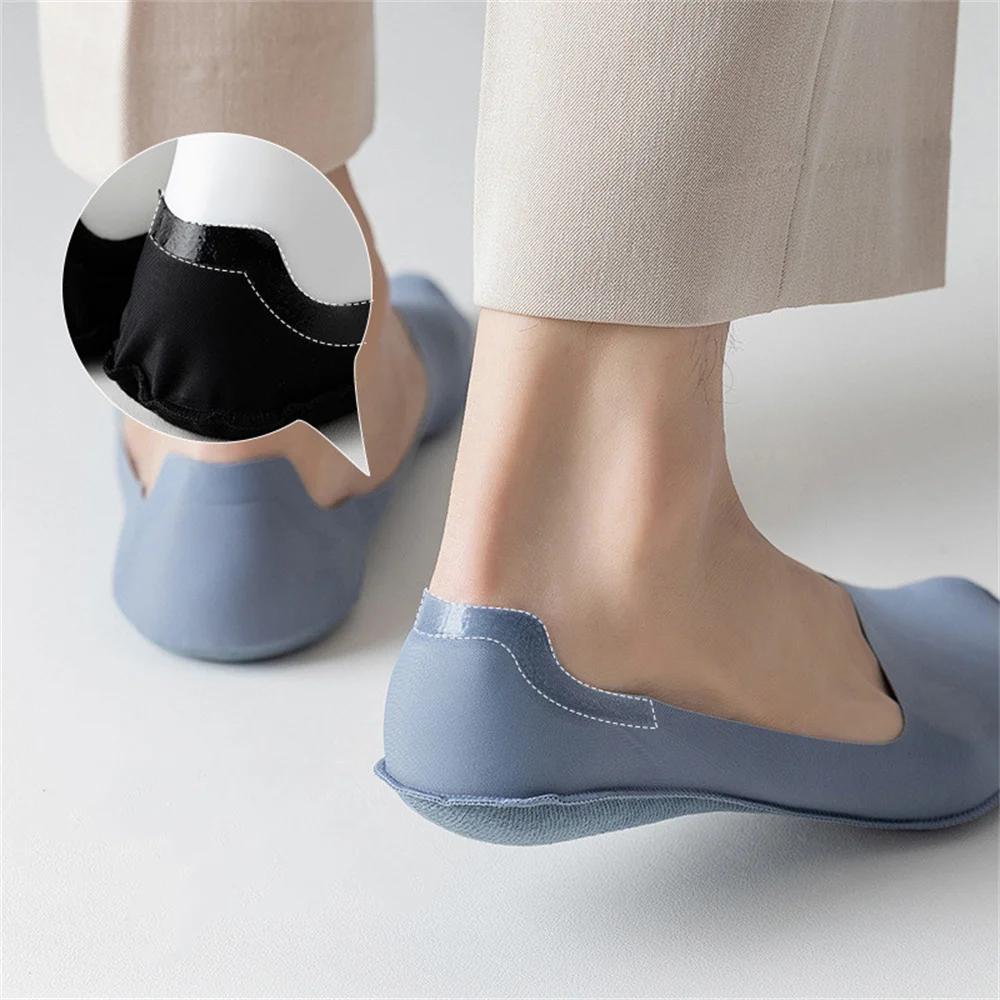 4 Pairs Ice Silk Socks Men Low Tube Summer Ultra-thin COTTON Bottom Socks Breathable Slippers Comfortable Soft Sokken