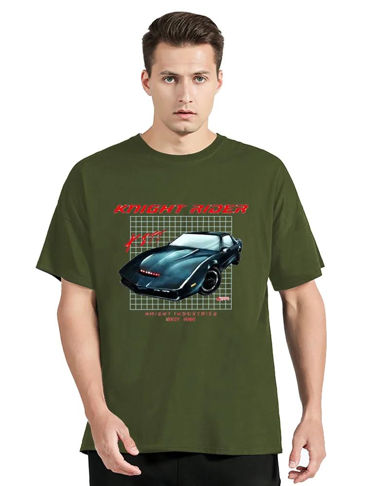 T-Shirt For Men Knight Rider 1982 Kaus Mobil David Bowhoff Knight Industry Kitt Firebir T Shirt Clothing Oversized Tshirt Tees