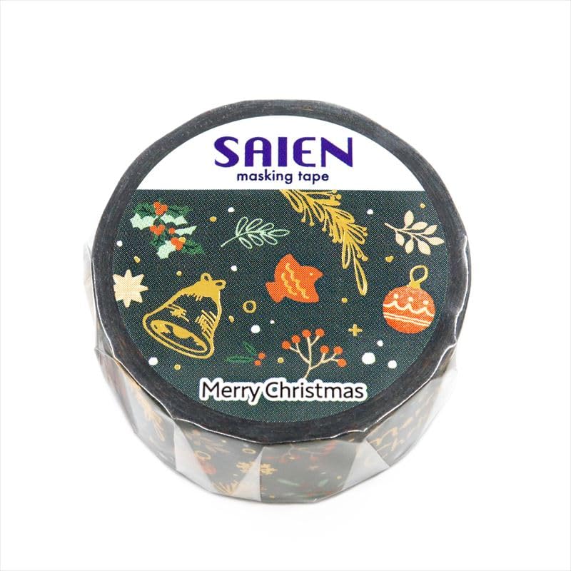 Made In Japan SAIEN Masking Tape 20mm X 5m Roll "Merry Christmas" UR-4088