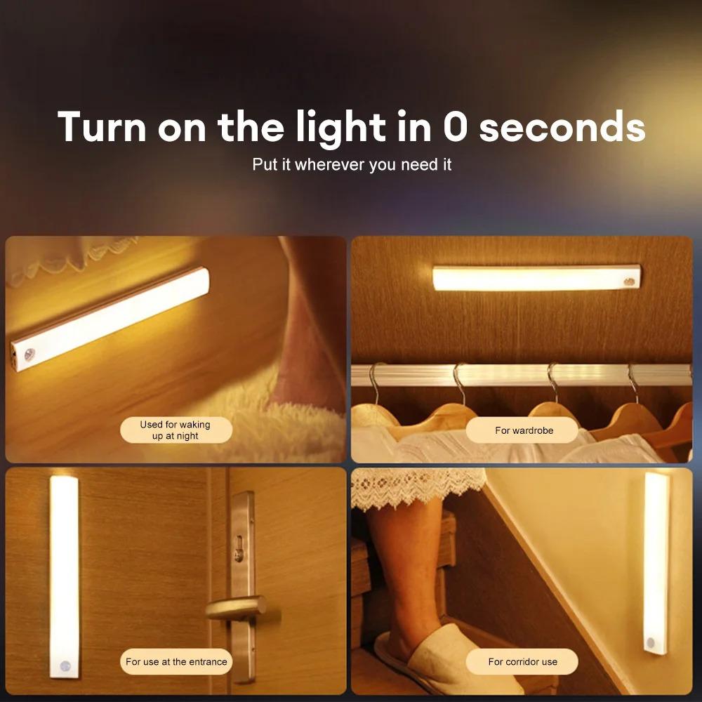 Lampada Rotonda Ricaricabile e Luce Rettangolare LED con Sensore di Movimento Ricaricabile USB per Casa Corridoio Scale Cucina Camera da Letto Luce Rilevatore