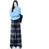 Women's Woolen Plaid Wide-Leg High Waist Pants - Plus Velvet Thick Warm Casual Sweatpants for Autumn/Winter.