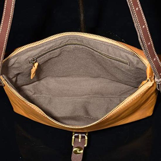 Eight Boar Genuine Cowhide Leather Classic Flip Shoulder Bag in Black and Brown. Available in Black (b58) and Brown (b59). Genuine Leather Shoulder