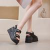 Summer new women's platform sandals 2025 open-toed small fragrant sandals solid color simple fashion Velcro tide