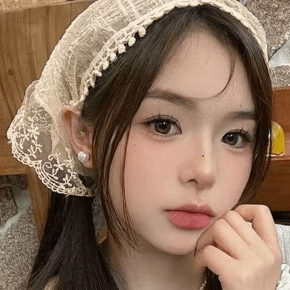 Vintage Lace Scarf Headband Colorful Pastoral Style French-style Hair Scarf Exquisite Korean Style Triangle Headscarf