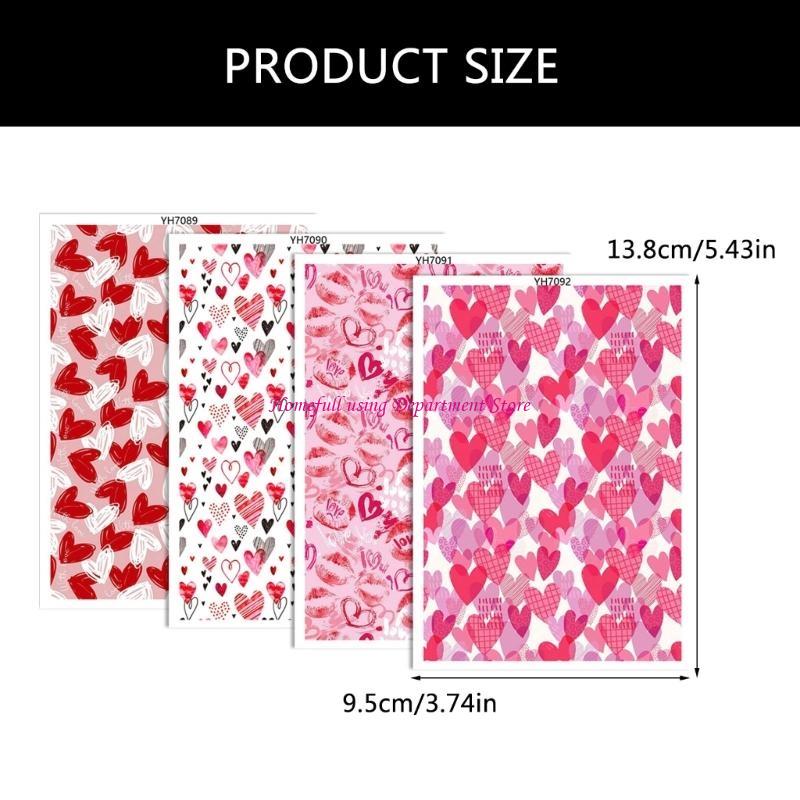 4Pieces Valentine Love Heart Transfer Paper 95x138mm Clay Earrings Water Soluble Transfer Paper for Jewelry Making