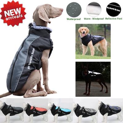 Nueva ropa impermeable cálida para perros de invierno, ropa reflectante con fuentes, chaleco impermeable, chaqueta para gatos, ropa de algodón para perros pequeños, medianos y grandes XL-6XL