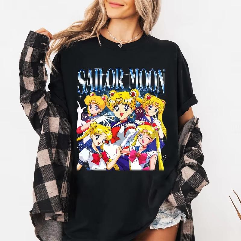Sailor Moon Vintage Anime Character Print Oversized Casual Cotton Women And Men Comfortable T-shirt 4XL