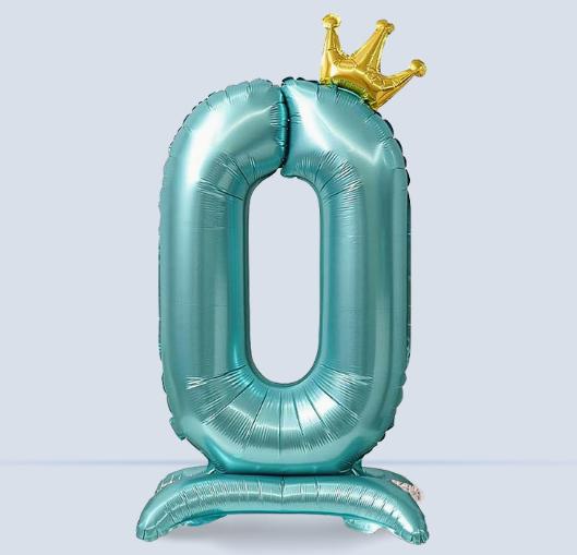 Large Number One Foil Balloon with Inflatable Base and Crown Decoration Suitable for Birthday Party Celebration Event Decoration Indoor Outdoor Use