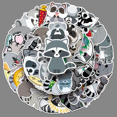 50 Adesivos de Guaxinim Doodle Desenho Animado Animais Cognitivo Infantil Guka DIY Skateboard Mala À Prova d'Água
