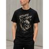 Men's Black Short-sleeve T-shirt with Bold Skull Graphic, Crew Neck, Soft Cotton Feel, Edgy Streetwear Style for Casual Daily Wear and Urban Fashion