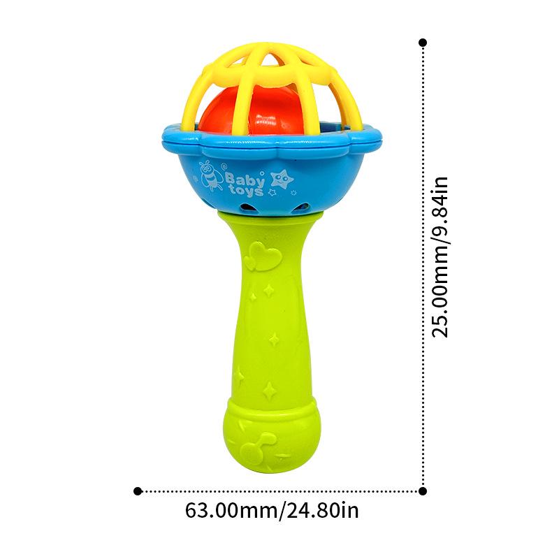 Soft Rubber Teething Rattle & Grasping Ball for Babies 0-12 Months