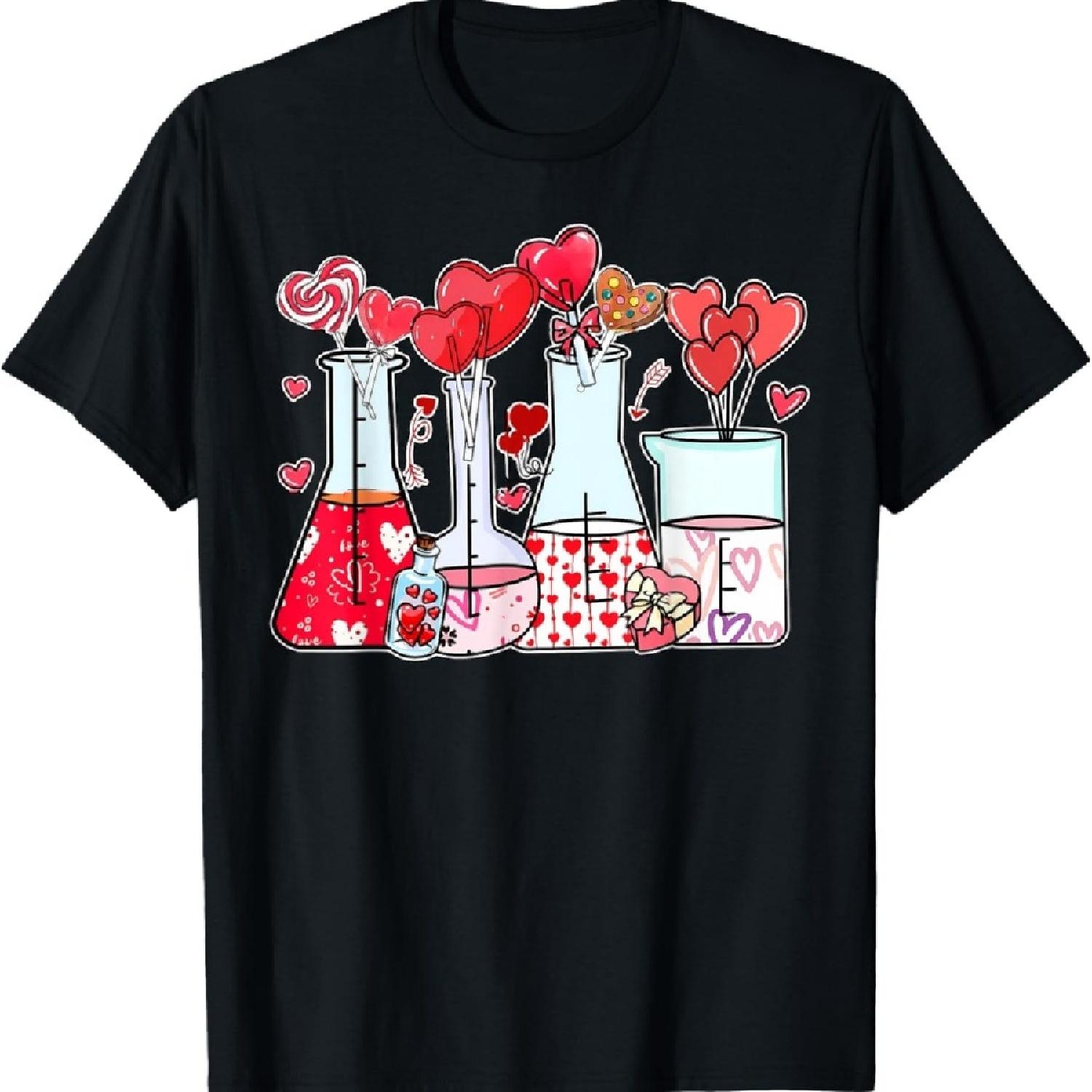 

Beaker Test Tube Heart Laboratory Valentines Science Teacher T-Shirt XXXXXL