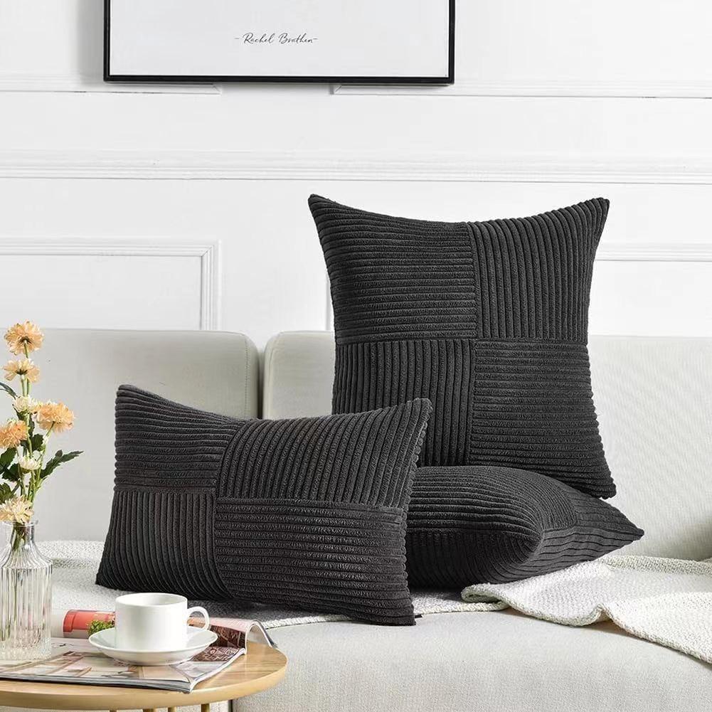 Simple Style Polyester Cushion Cover Stripe Pillow Cover White Beige Pink Solid Color Pillowcase for Sofa Living Room Home Decor