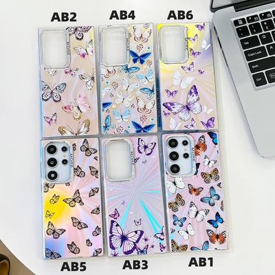Spalvinga drugelių grupė Galvanizuoti lazeriu tekstūruoti matinės serijos telefono dėklai iPhone 13 14 15 serijai, Samsung Galaxy S23 S24 A15 A25 A35 A55..