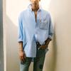 Levis SS24 Summer Collection Striped Patchwork Long Sleeve Shirt Men shirts Light-Blue 0018A-0001