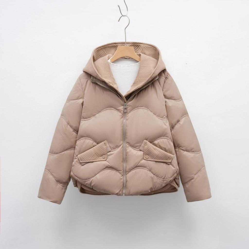 Splicing Fake Two-piece Hooded Down Jacket Women's Winter New Warm Casual Bread Jacket Trendy Coat