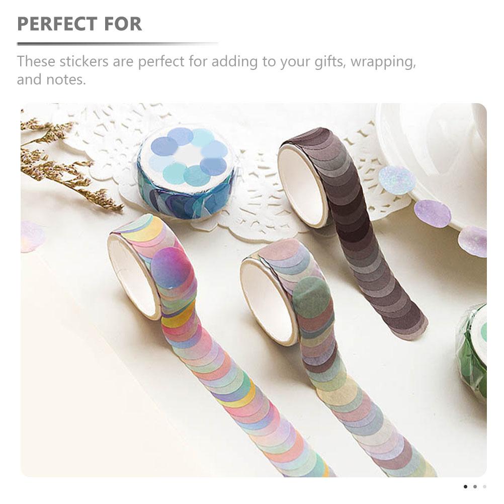 8 Rolls Washi Tape Gift Bag Seal Stickers Round Decorative Dot Scrapbook Accessory DIY Craft Project