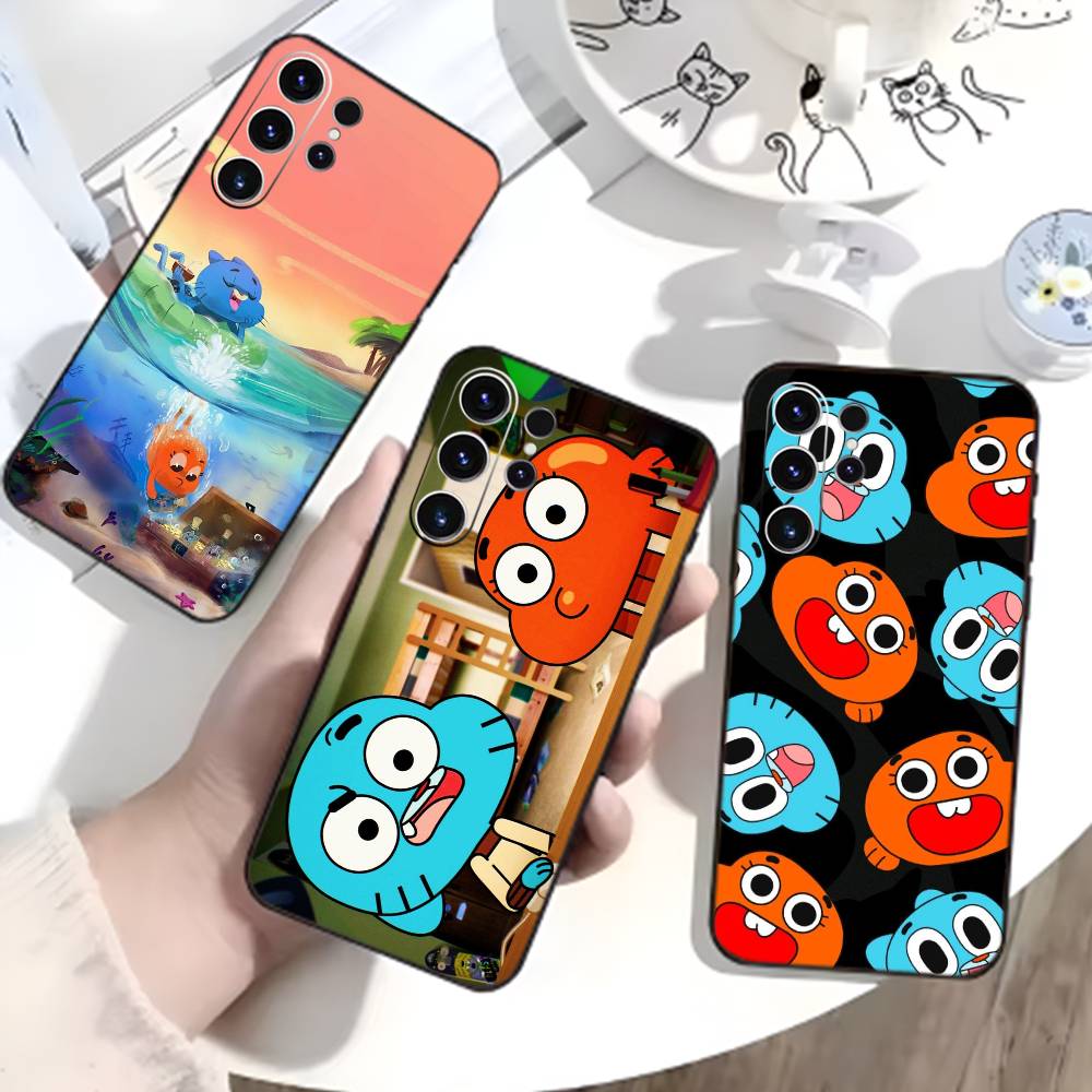 D-Gumball and Darwin Phone Case For Samsung S26,S25,S24,S23,S22,S21,S20,Ultra,Plus,FE Black Soft Cover