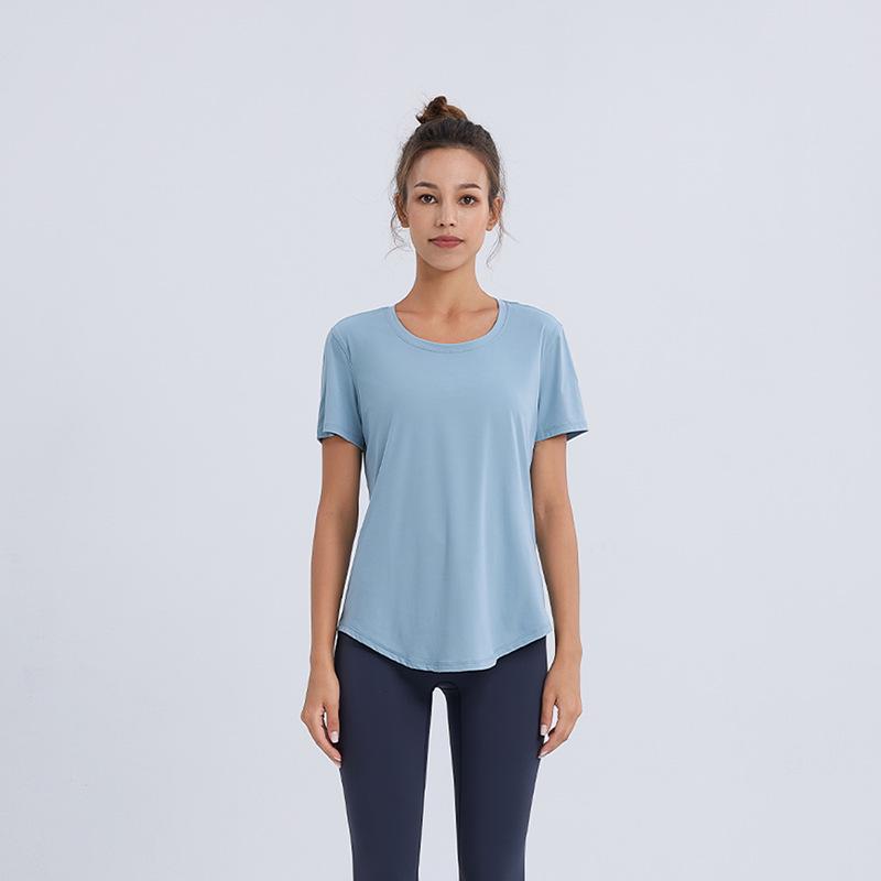 

Women s Summer Slimming Yoga Cover-up T-shirt - Loose Fit, Short Sleeve Fitness Top for Running and Training L