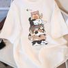 Cartoon Cat Star Print Loose Fit Womens Top Oversized Casual Shirt Daily Wear Plus Size Easy Wear Fashion Tops