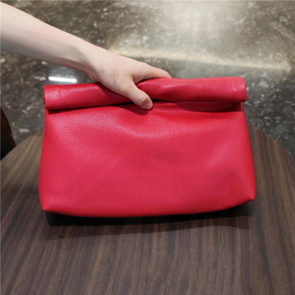 Large Capacity Clutch Bag Zipper Banquet Bag Elegant PU Handbag Work