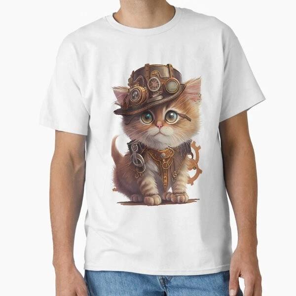 Steampunk Cat Classic Tshirt Made In Usaaus Tshirt S2xl S