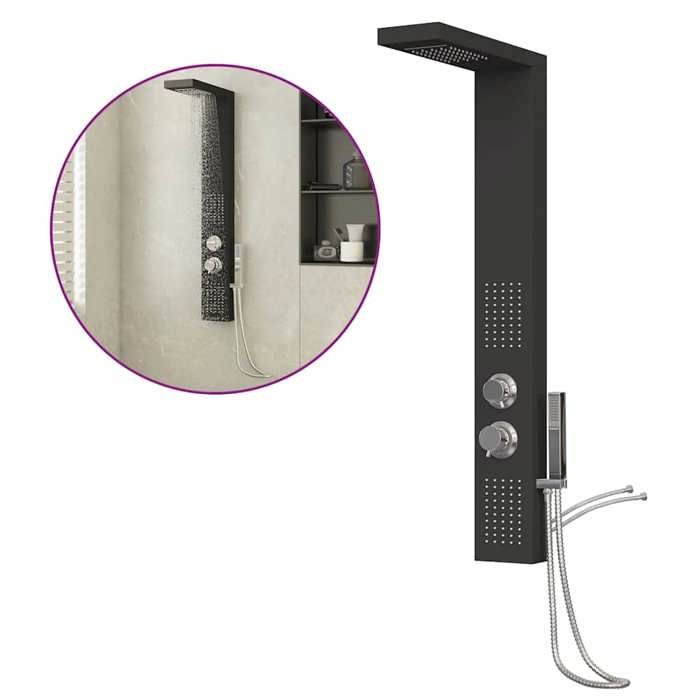 VidaXL Shower Panel System Aluminium Black