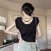 Hollow Out Short Sleeved Knitted Sweater for Women In Summer Slimming Down with Round Neck Camisole T-shirt Ice Silk Top