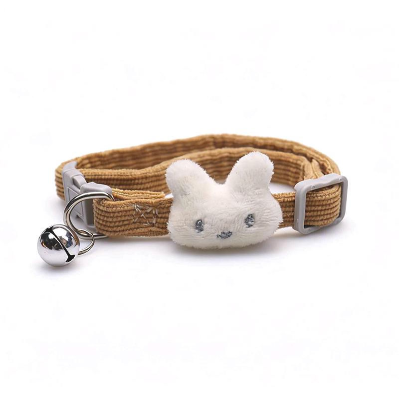 2026 Cute Corduroy Pet Collar with Cartoon Bell for Dogs & Cats
