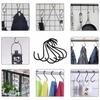 Fushing Stainless Steel S-Hooks for Kitchen Utensils, Closets, and Metal Tool Storage, 10-Pack (Black)