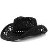 Straw Beach Sun Hat Hollow Out Roll Up Jazz Hat Casual Unisex Cowboy Hat