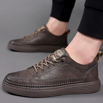 High Quality Men Leather Casual Business Hot Selling Leather Shoes Spring Men Outdoor Tie Up Anti Slip Casual Sports Board Shoes