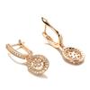 New  Rose Gold Long Drop Earrings For Women Hollow Flowers Natural Zircon Earrings Luxury Ethnic Bridal Wedding Jewelry
