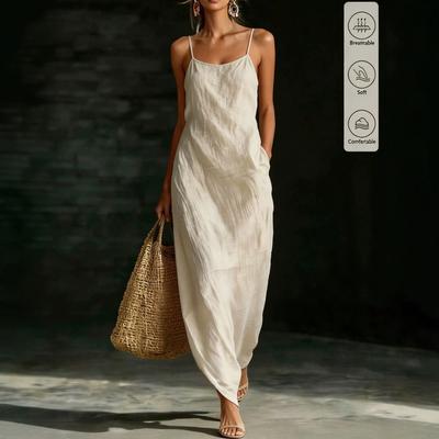 TK's New European and American Style Suspender Sleeveless Sexy Holiday Style Solid Color Long Dress