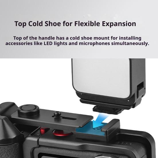 Magnetic Camera Mount Adapter with Dual Claw Lock Quick Release Vlog Handle Frame Adjustable Shutter Control Ergonomic Non-Slip Grip