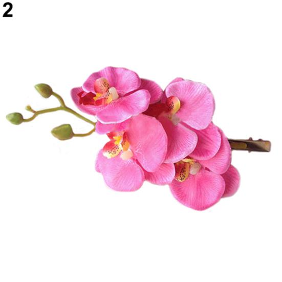 Fashion Women's Fake Phalaenopsis Flower Hair Clip Bridal Wedding Hair Accessory