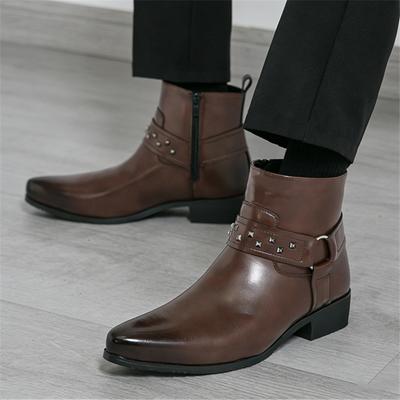 Luxus Design Winter Mode Neue Spitze Punk Nieten Chelsea Motorrad Knöchel Stiefel Für Männer Lässig Hohe Plateau Schuhe