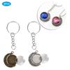 48pcs Rotation Pendant Base Tray Round Glass Domes Key Rings Jewelry DIY Tool Accessory