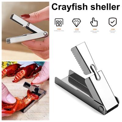Crayfish Shell Peeler Tool Stainless Steel Shrimp Peeler Easy Crayfish Tail Remover Nail-Friendly Seafood Sheller Device for Home Kitchen Restaurant