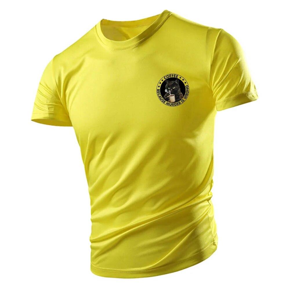 Summer Cartoon Cat Print Men'S Daily Crew Neck Short Sleeve 2023 New Casual T-Shirt Sports Style Comfortable Lightweight Style