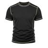 Men's Summer Short Sleeve T-Shirt Round Neck Patchwork Retro American Style Casual Tops