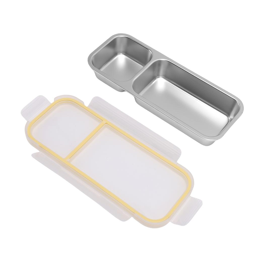 Portable Snack Container 304 Stainless Steel Sealed 2 Compartment Food Storage Container for Travel Camping Picnic