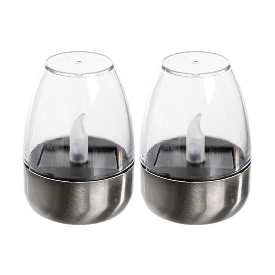 Solar Candle Light Waterproof Solar Powered Tea Light Realistic Flickering Flameless LED Kerosene Lantern for Patio Garden Porch Tabletop Indoor