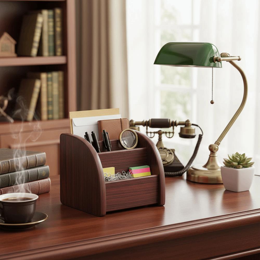 Varnished Wood Pen Storage Box Wooden Creative Cosmetics Storage Box  Cosmetics Organization